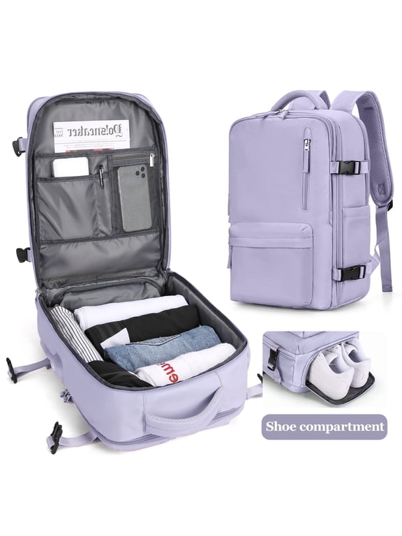 Backpack for Women Men, Carry On Backpack for Everydayon Airplane,Laptop Backpack with Shoe Compartment, Flight Approved Personal Item Bag Waterproof Luggage Backpack Taro Purple