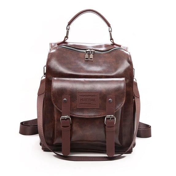 Backpack Women Soft Leather Fashion Large-capacity Travel Backpack School Bag,Brown