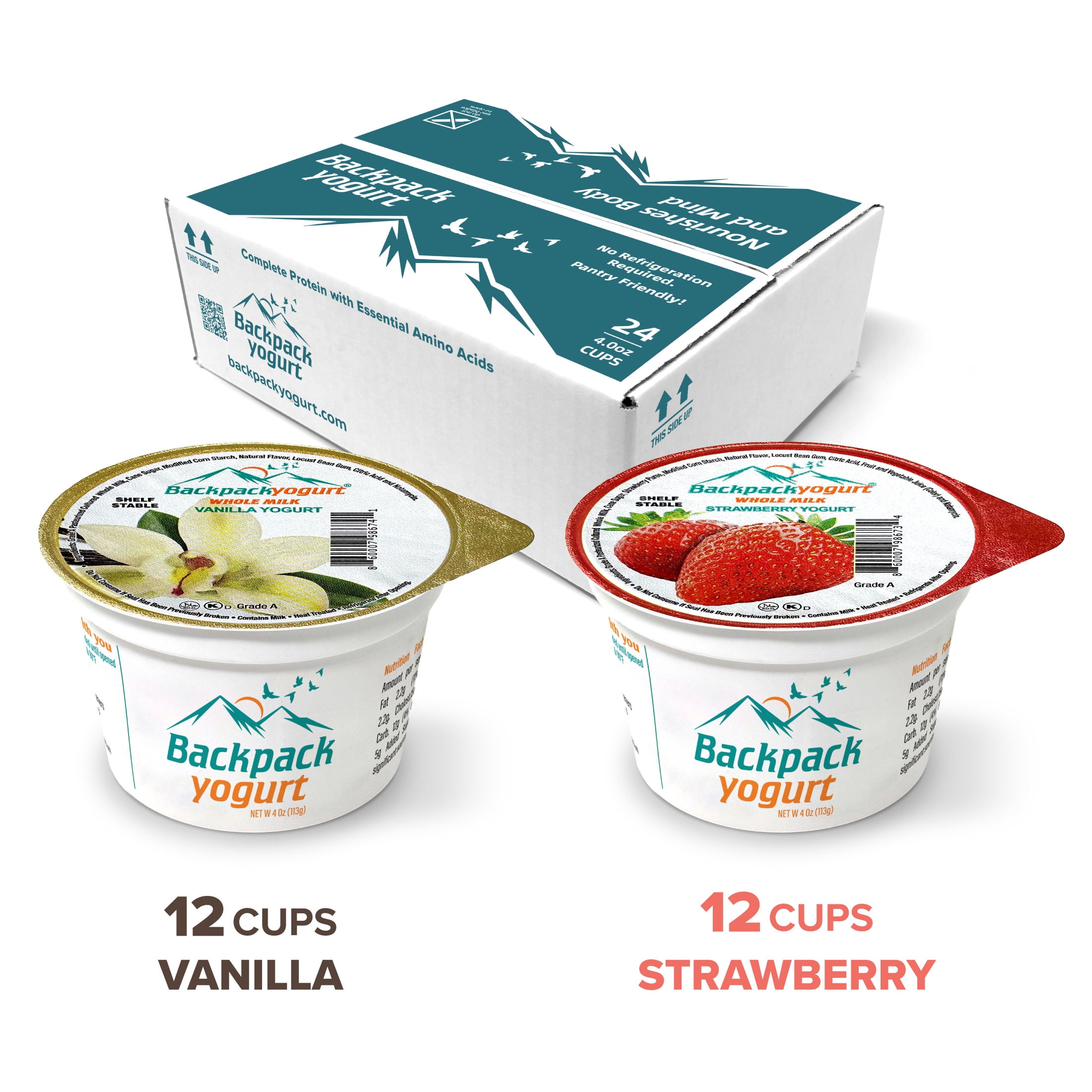 Backpack Yogurt Vanilla and Strawberry Variety Pack, 4 oz (24ct)