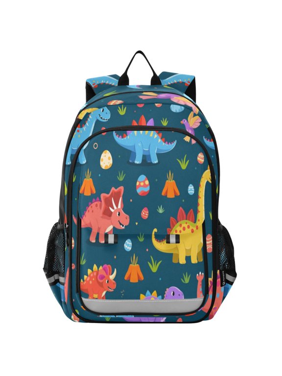 Backpack for 6-12Y,17L Lightweight Travel Daypack with Reflective Strips & Chest Strap Nylon Monster Print