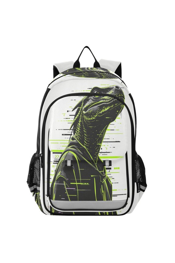 Backpack for 6-12Y,17L Lightweight Travel Daypack with Reflective Strips & Chest Strap Nylon Raptor Print