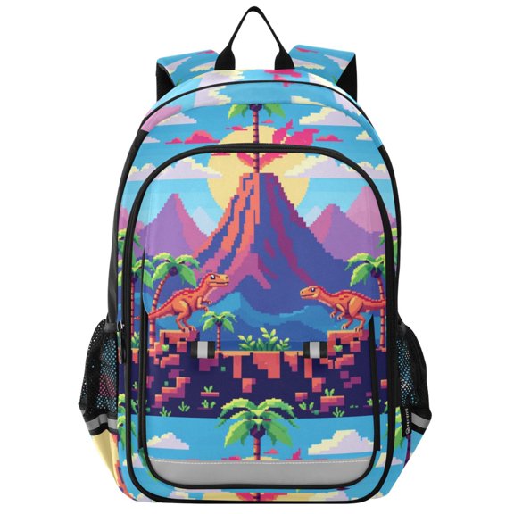 Backpack for 6-12Y,17L Lightweight Travel Daypack with Reflective Strips & Chest Strap Nylon Volcano Pixel Print