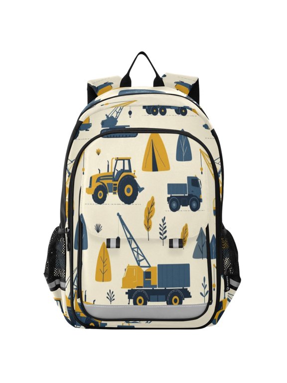 Backpack for 6-12Y,17L Lightweight Travel Daypack with Reflective Strips & Chest Strap Nylon Woodland Equipment Print