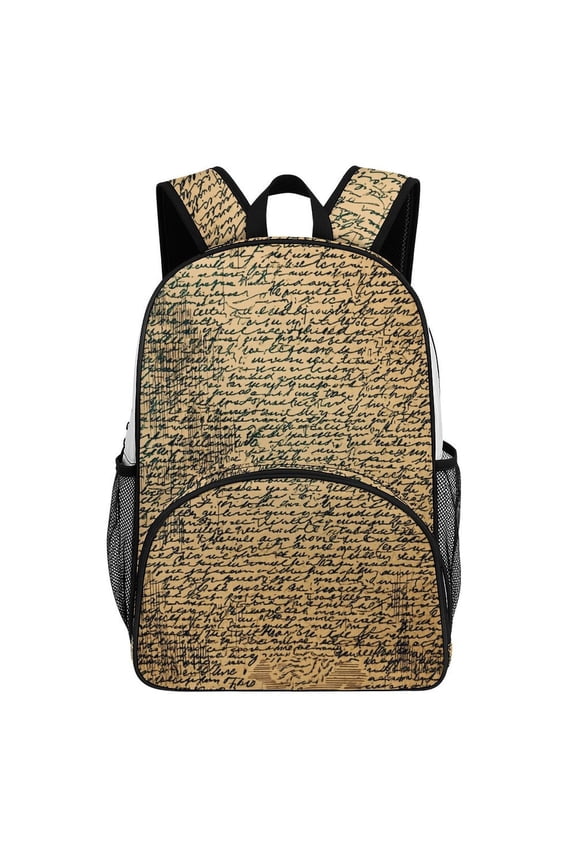Backpack for Antique Handwritten Letter Texture Bookbag Durable Student Teenager Sturdy Lightweight Waterproof