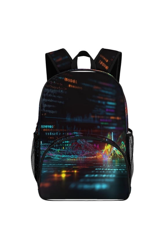 Backpack for Data Visualization Digital Code Art Bookbag Durable Student Teenager Sturdy Lightweight Waterproof