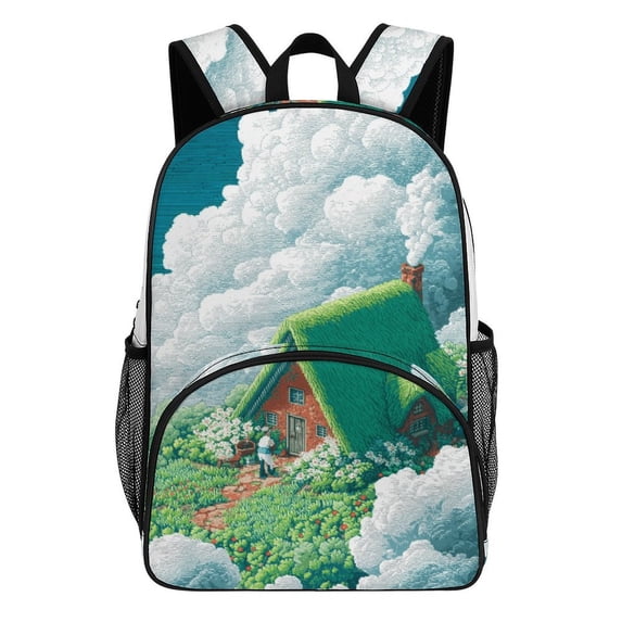 Backpack for Fairy Tale Cabin Balloon Bookbag Durable Student Teenager Sturdy Lightweight Waterproof