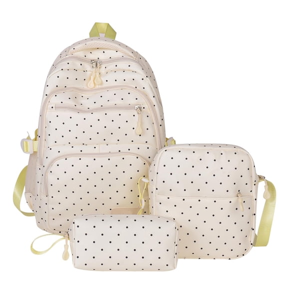 Backpack for Girls 3PCS Polka Dots School Backpacks with Lunch Box Pencil Case Kids Backpack for Elementary Travel Backpack