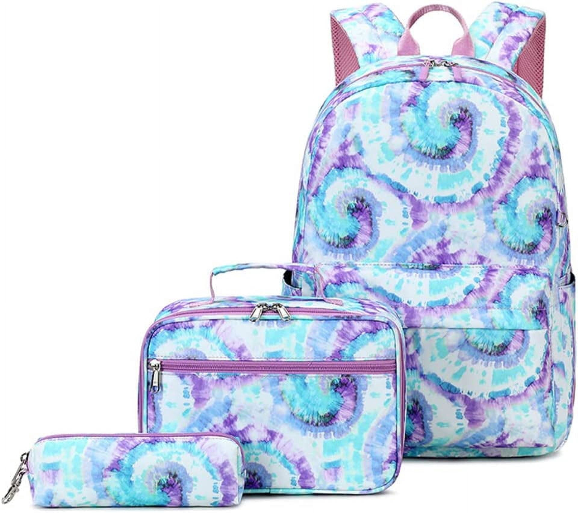 Backpack for Girls with Matching Lunch Box, Tie Dye Green, Kids School ...