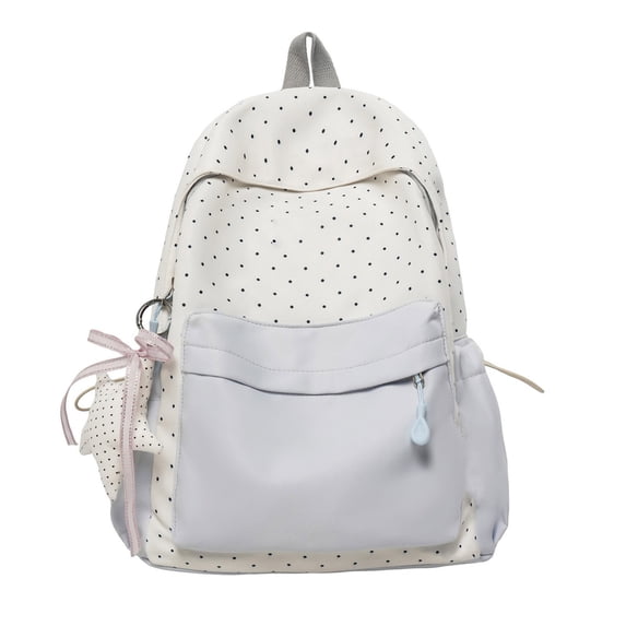 Backpack for Girls Polka Dot Daypack with Star Waterproof School Bag Side Drawstring Pocket for Elementary Middle High College School Student