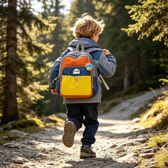 Backpack for Kids Cartoon Colorblock Kids Backpack Lightweight Outdoor Travel Preschool Daypack Grey One Size
