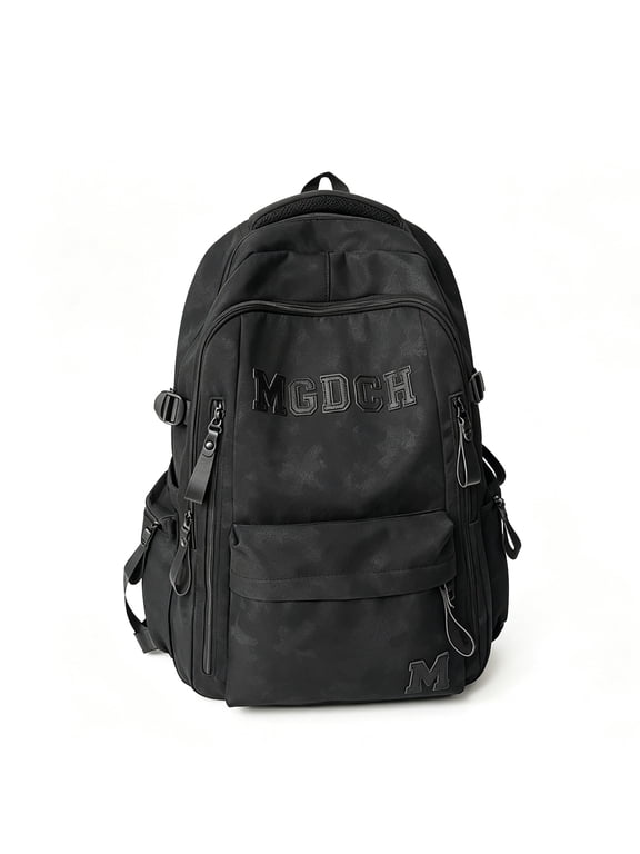 Unisex Water Resistant Lightweight Large Travel School Backpack, Large Size, Black