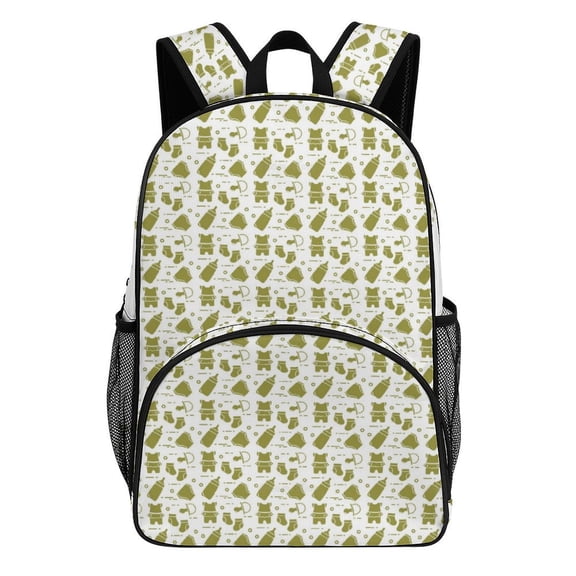 Backpack for Olive Green Baby Pattern Bookbag Durable Student Teenager Sturdy Lightweight Waterproof