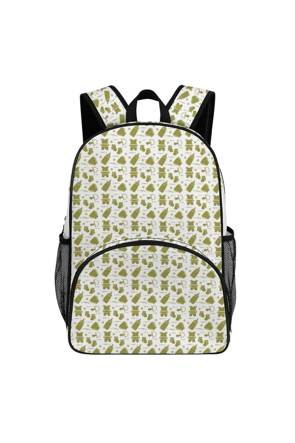 Backpack for Olive Green Baby Pattern Bookbag Durable Student Teenager Sturdy Lightweight Waterproof