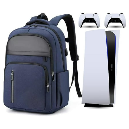Backpack for PS5 Console, Travel Bag for Game Controllers and Gaming Accessories-Blue