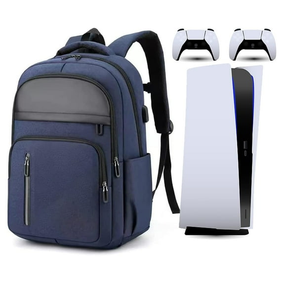 Backpack for PS5 Console, Travel Bag for Game Controllers and Gaming Accessories-Blue