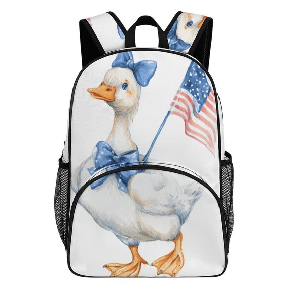 Backpack for Patriotic Duckling Holds Tiny Flag Bookbag Durable Student Teenager Sturdy Lightweight Waterproof