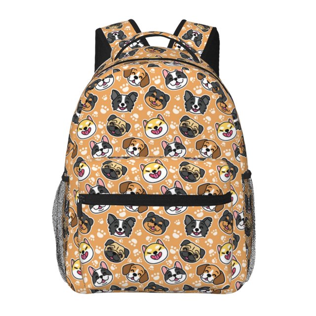 Backpack for School, College, and Travel, Cute Dogs Head Lightweight