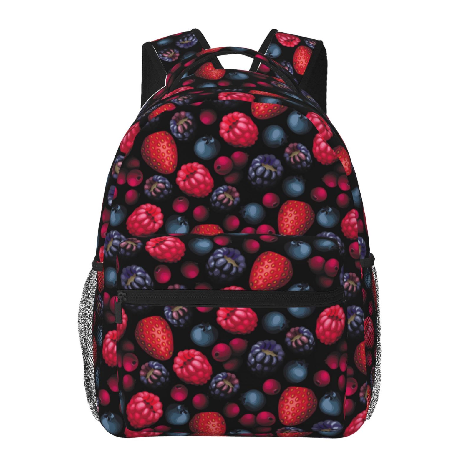 Backpack for School, College, and Travel, berries pattern Lightweight