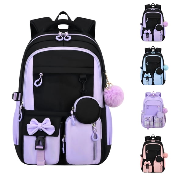 Backpack for School, Kids Backpacks for Girls, Girls Cute Bookbag for Teens, Schoolbag for Elementary Middle School Students, Travel, Camp (Black)