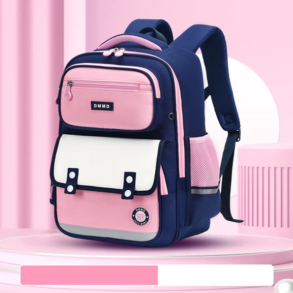 Backpack for School Lightweight Durable British Style Large Capacity Bookbag with Adjustable Padded Straps(Pink)
