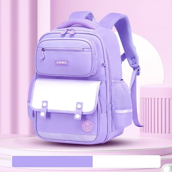 Backpack for School Lightweight Durable British Style Large Capacity Bookbag with Adjustable Padded Straps(Purple)