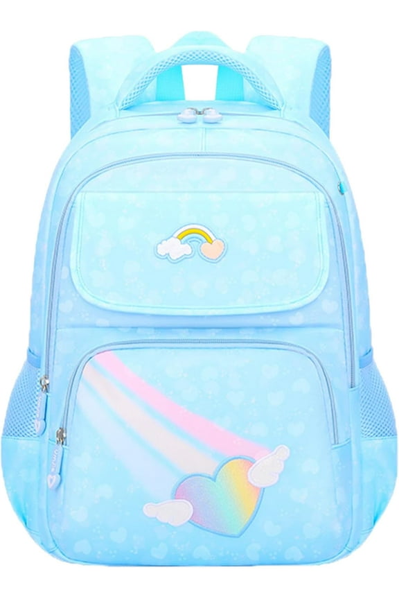 Backpack for Student, School Backpacks Rainbow Student Bag, Kawaii Backpack Blue