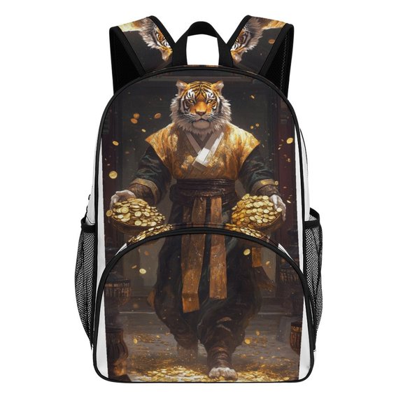 Backpack for Tiger Emperor Offers Golden Coins Bookbag Durable Student Teenager Sturdy Lightweight Waterproof