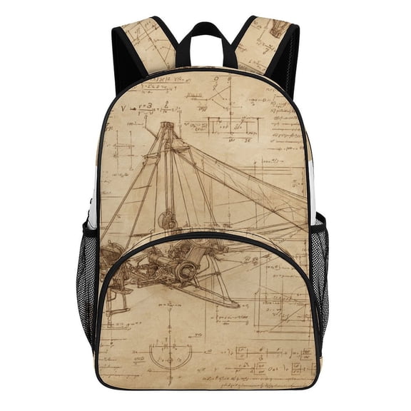 Backpack for Vintage Autogyro Engineering Blueprint Bookbag Durable Student Teenager Sturdy Lightweight Waterproof