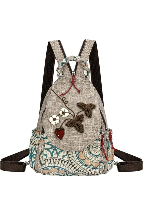Backpack for Women, Boho Crossbody Sling Bags for Women with Cute Hand-woven Pattern Mini and Small Backpack (Flower)
