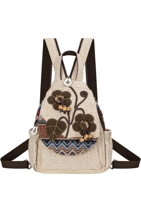 Backpack for Women, Boho Crossbody Sling Bags for Women with Cute Hand-woven Pattern Mini and Small Backpack (Flower)