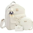 thumbnail image 1 of Backpack for Women, Cute Bowknot Leather Small Backpack 3-Pcs for Ladies, White, 1 of 6