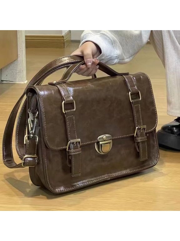 Backpack for Women Student Backpack Autumn Winter Buckle Mailman Bag College Class Bag Fashion Commuting Briefcase Crossbody Travel Bag