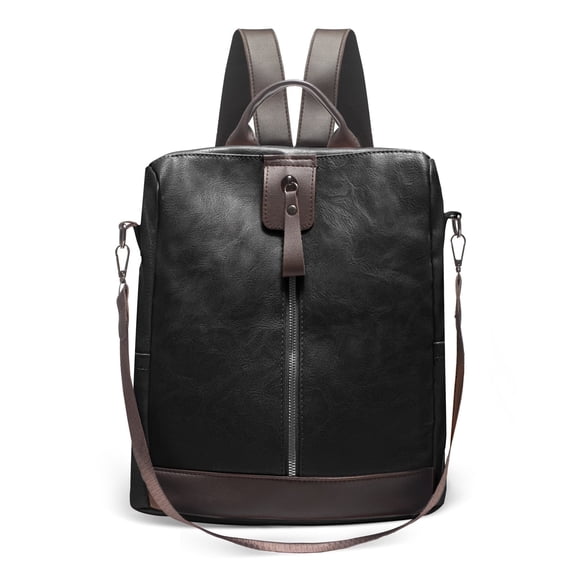 Backpack for Womens, Waterproof PU Leather Backpacks, Anti-theft Design, Convertible Shoulder Bags, Black