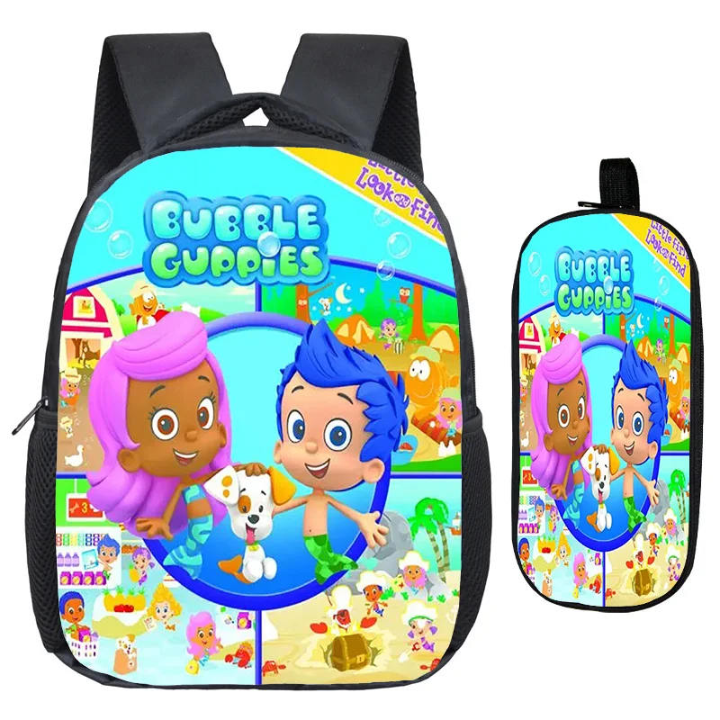 Backpack pencil case 2-piece set, Bubble Fish 3D printing, Casual ...