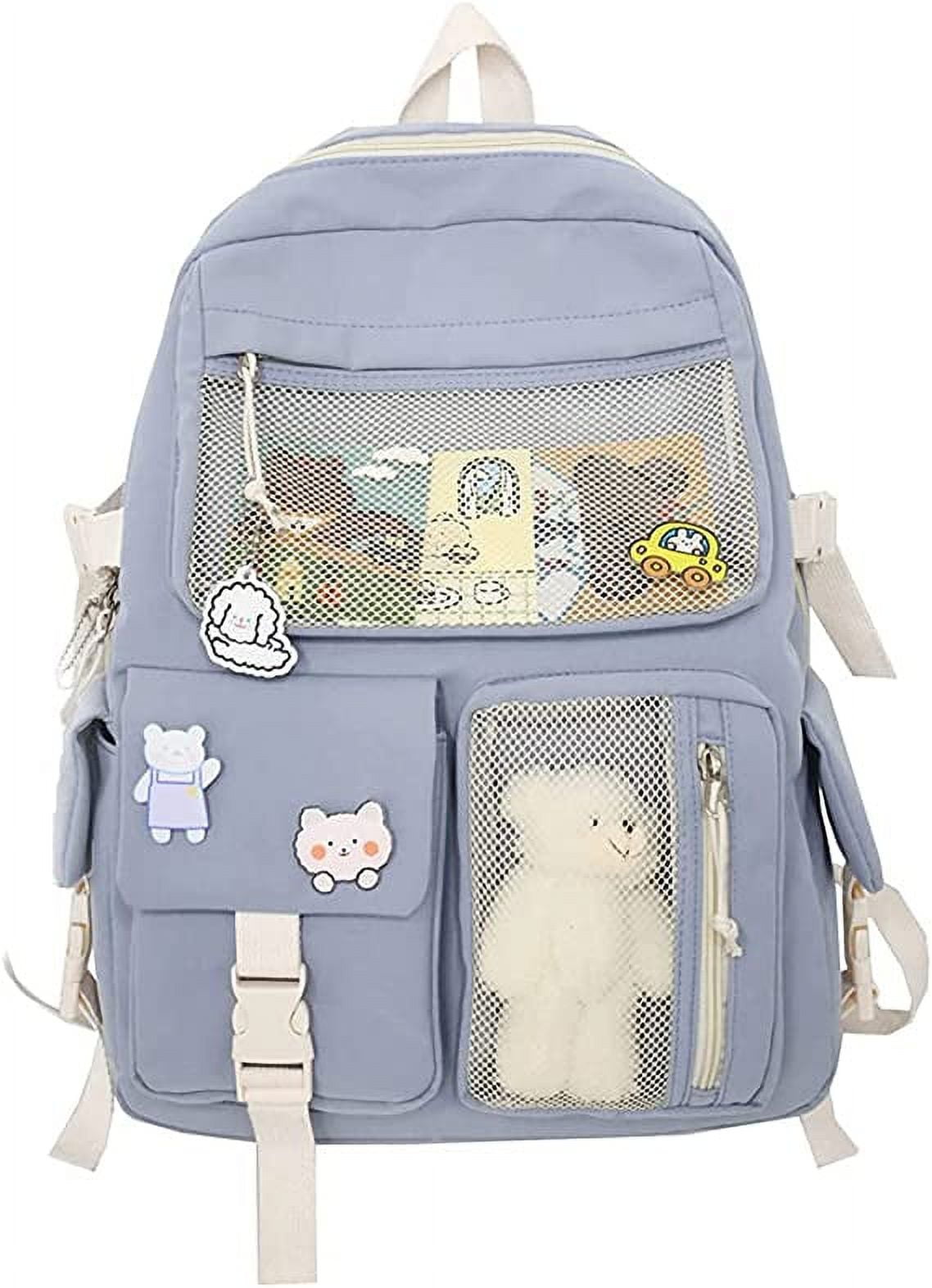 Kawaii School Canvas Backpack With Cute Duck Pendants Pins Accessories  Aesthetic Daypack Laptop Backpacks School Bag