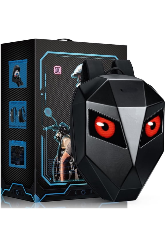 Backpack with LED Eyes,  Hard Shell Light Up Scooter Bag, Laptop Backpack for Riding, Cycling Gear, Large Size 19in