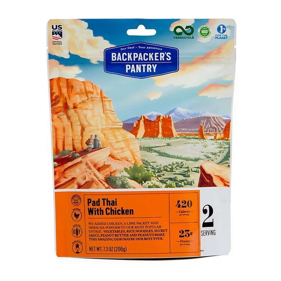 Backpacker's Pantry Freeze Dried Pad Thai with Chicken, 2 Serving Pouch, 7.3 oz.