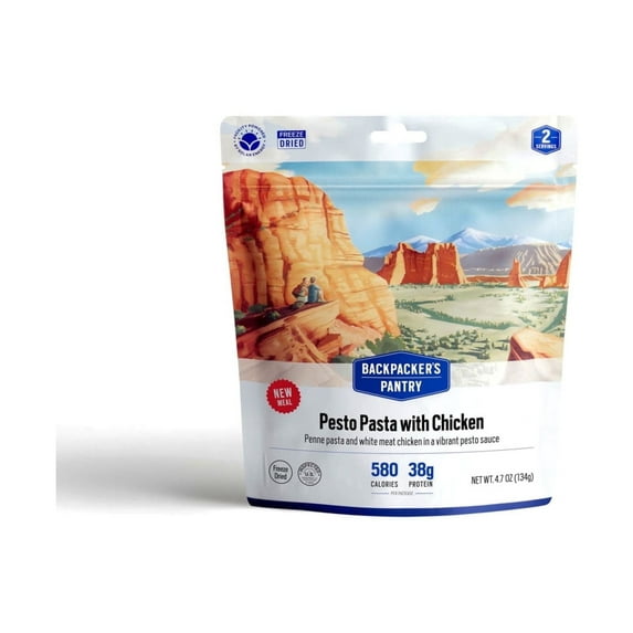 Backpacker's Pantry Pesto Pasta w/ Chicken Dehydrated Food, 580 Cal, 38g Protein
