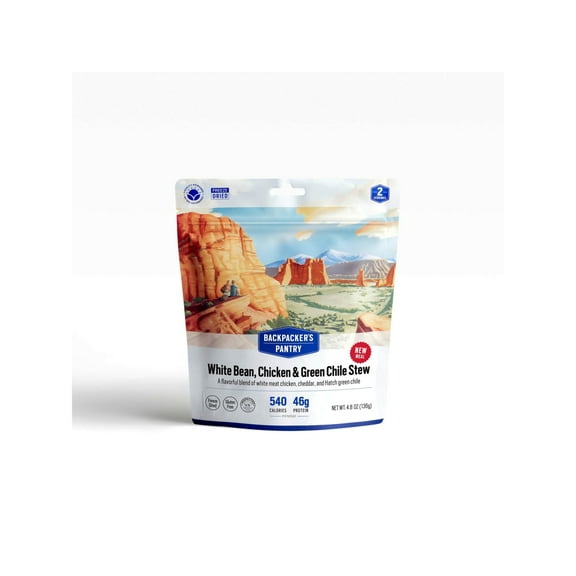 Backpacker's Pantry White Bean Chicken & Green Chile Stew Dehydrated Food, 540 C