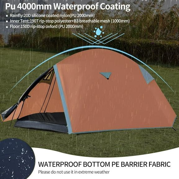 Backpacking Tents for Camping - Easy Set Up Tent, Waterproof, Light Weight Tent for One or Two Person Hiking Travling