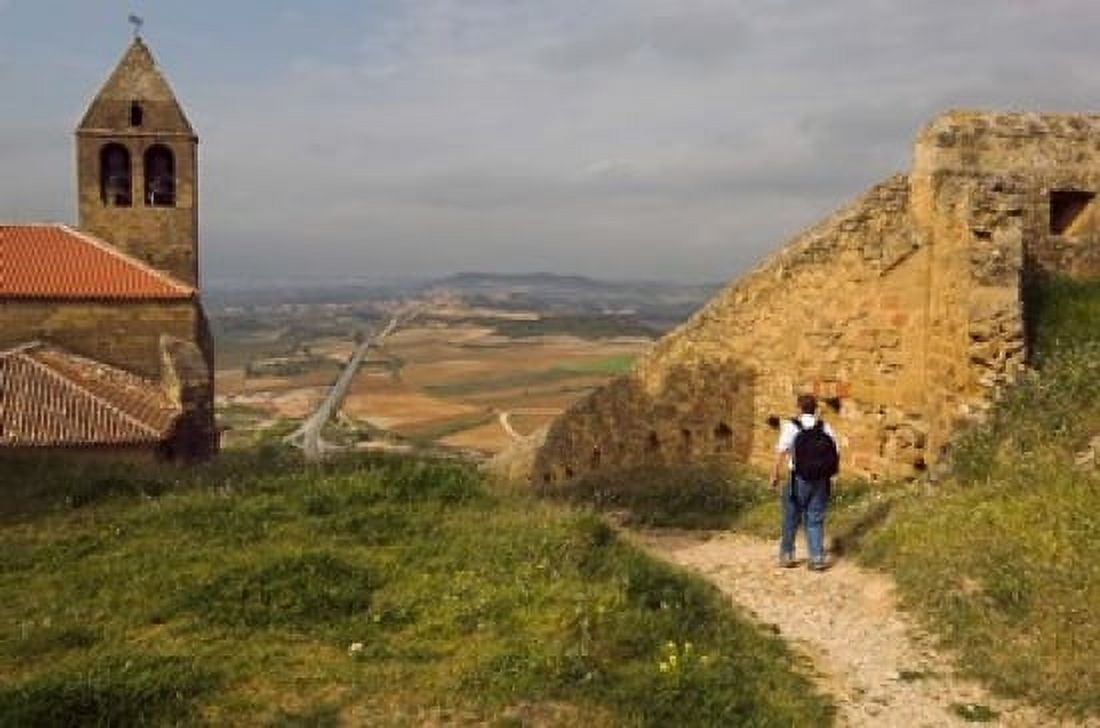 Backpacking at Iglesia Parroquial de Santa Maria la Mayor Church La Rioja Spain Canvas Art - Janis Miglavs DanitaDelimont (35 x 23)