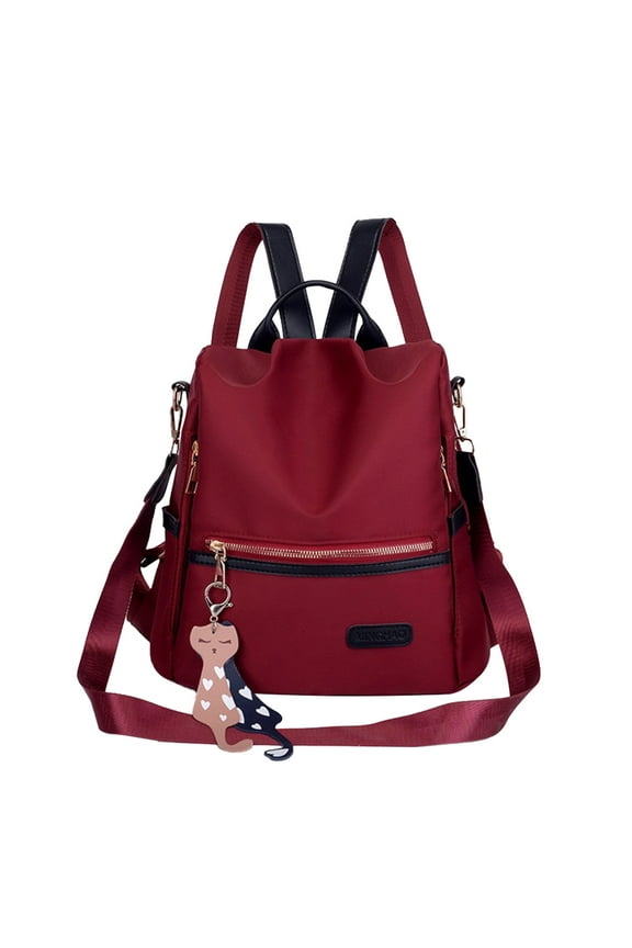 Backpacks for Adults Teens School Travel Bag Anti-Theft Large Capacity Waterproof Tote Backpack with Fox Keychain Pendants Nylon Multifunctional Casual Shoulder Bag Red, School Supplies Yooshoverk
