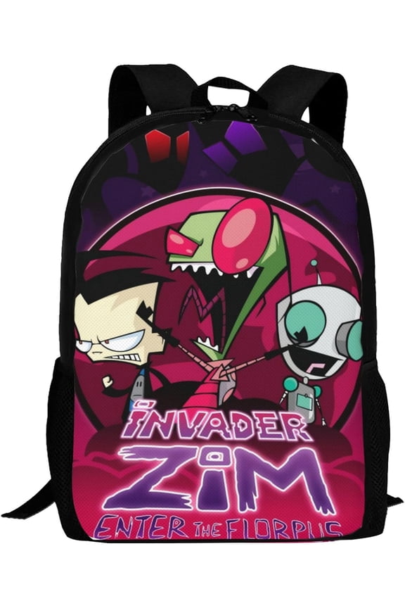 Backpacks Invader Anime Zim Adjustable Laptop Backpack Double Shoulder Bag for Women Men Climbing Shopping Work