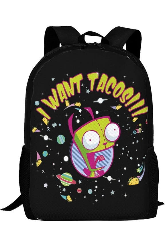 Backpacks Invader Anime Zim Adjustable Laptop Backpack Double Shoulder Bag for Women Men Climbing Shopping Work