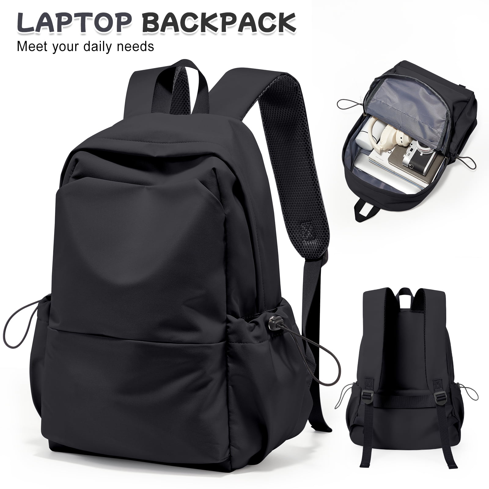 Backpacks for Women Men School Bag Cute Backpack for College Students Lightweight Backpacks Book Bags Waterproof Gym Backpack Simple Laptop Backpack Casual Daypack Black