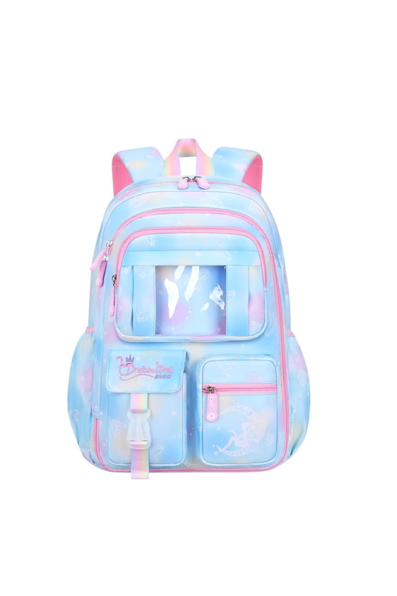 Backpacks for Girls with Charm,Schoolbags for Primary School Students In Grades 3-6,Waterproof Large-Capacity Girls Bookbag,Dreamy Blue