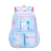 Backpacks for Girls with Charm,Schoolbags for Primary School Students In Grades 3-6,Waterproof Large-Capacity Girls Bookbag,Dreamy Blue