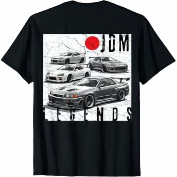 Backprint Distress JDM Legends Race Cars Japanese Flag Gifts T-Shirt ...