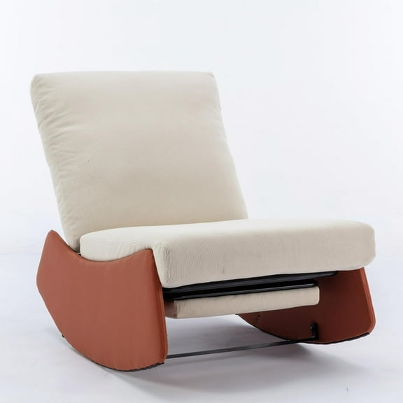 Backrest Comfortable Cushion & Leg Support Sturdy Structure Space-Saving Design Easy Assembly Rocking Chair Recliner for Relaxing Reading & Napping Indoor Living Room Functional Furniture