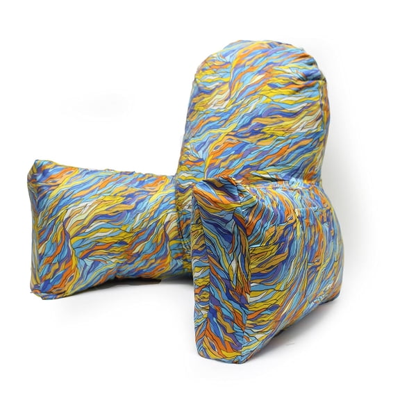 Backrest & Reading Pillow, Bed Support Pillow With High Armrests, Multicolor - X Large Size | 100% Cotton Removable Cover | For Back & Shoulder Support, Comfortable Pillow - Pack Of 1